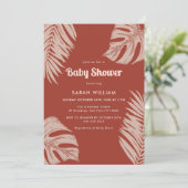 Elegant Terracotta Boho Verlasse Baby Shower Einladung (Stehend Vorderseite)