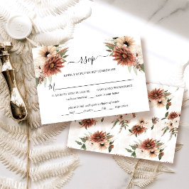 Elegant Terracotta Boho Wedding RSVP Card Karte