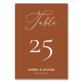 Elegant Terracotta Calligraphy Boho Spring Wedding Tischnummer (Rückseite)