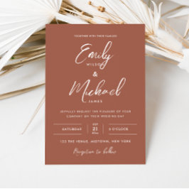 Elegant Terracotta Calligraphy Minimal Wedding Einladung