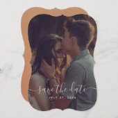 Elegant Terracotta Calligraphy Save the Date Einladung (Vorne/Hinten)