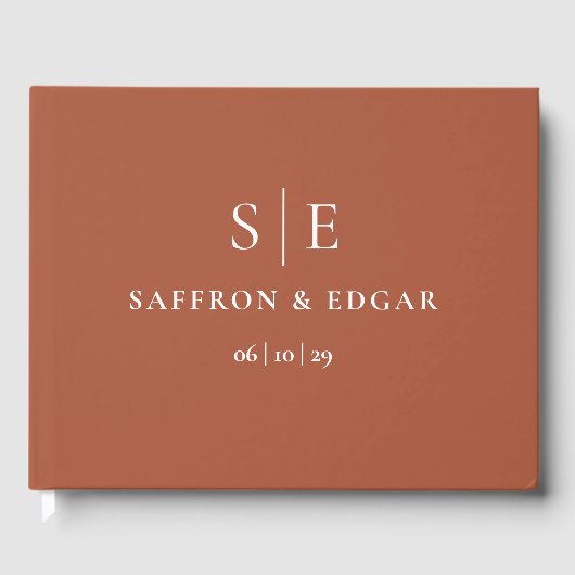 Elegant Terracotta Chic Monogram Wedding Gästebuch (Vorderseite)