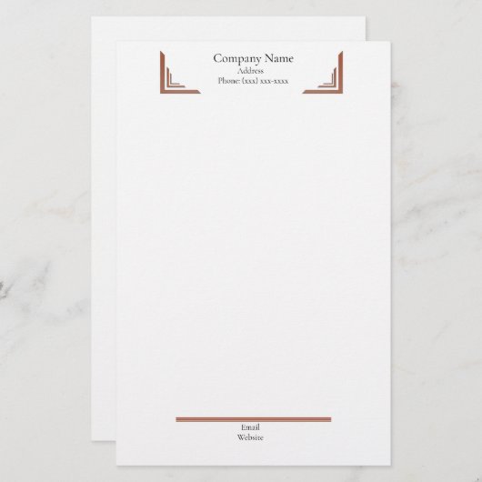 Elegant Terracotta Corner— with Footer Stationery Briefpapier (Vorne/Hinten)
