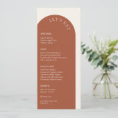 Elegant Terracotta & Cream Lasst uns Arch Wedding  Menükarte (Stehend Vorderseite)