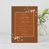 Elegant Terracotta Eucalyptus Burnt Orange Wedding Einladung (Stehend Vorderseite)