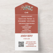 Elegant Terracotta Eucalyptus UAWG QR Code All In One Einladung (Innen Boden)