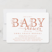 Elegant Terracotta Floral Baby Shower Typography Einladung (Vorderseite)