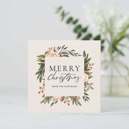 Elegant Terracotta Floral Boho Weihnachten (Stehend Vorderseite)