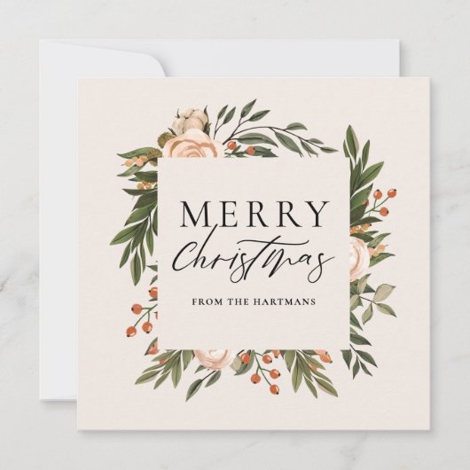 Elegant Terracotta Floral Boho Weihnachten (Vorderseite)