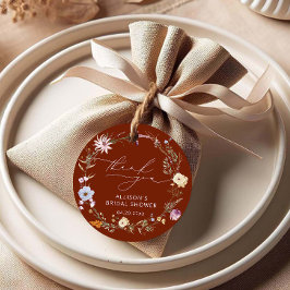 Elegant Terracotta Floral Brautparty Vielen Dank Geschenkanhänger