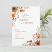 Elegant Terracotta Floral Hand-Drawn Wedding Einladung (Stehend Vorderseite)