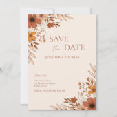 Elegant Terracotta Floral Hand-Drawn Wedding Save The Date (Vorderseite)