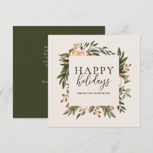 Elegant Terracotta Floral Happy Holidays Boho Feiertagskarte