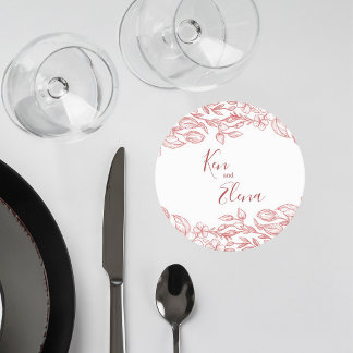 Elegant Terracotta Floral Wedding Coaster Runder Pappuntersetzer