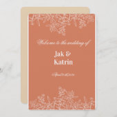 Elegant Terracotta Floral Wedding invitation  Einladung (Vorne/Hinten)