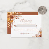 Elegant Terracotta Floral Wedding RSVP Mitteilungskarte (Vorderseite/Rückseite Beispiel)