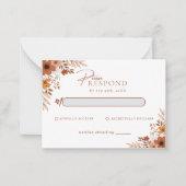 Elegant Terracotta Floral Wedding RSVP Mitteilungskarte (Vorderseite)