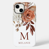 Elegant Terracotta Florals Monogramm Anfangsname Case-Mate iPhone Hülle (Rückseite)