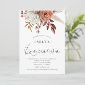 Elegant Terracotta Florals Quinceñera 15. Party Einladung (Stehend Vorderseite)