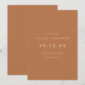 Elegant Terracotta Formal Minimalist Wedding  Save The Date (Vorne/Hinten)