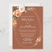 Elegant Terracotta Foto Boho Floral Wedding Einladung (Vorderseite)