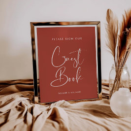 Elegant Terracotta Gästebuch Hochzeitszeichen