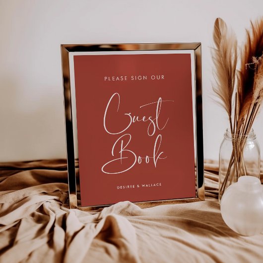 Elegant Terracotta Gästebuch Hochzeitszeichen