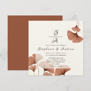 Elegant Terracotta Ginkgo Foliage Wedding Einladung