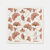 Elegant Terracotta Ginkgo Pattern Monogram Wedding Serviette (Vorderseite)