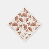 Elegant Terracotta Ginkgo Pattern Monogram Wedding Serviette (Ecke)