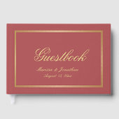 Elegant Terracotta Gold Monogram Script Wedding Gästebuch (Vorderseite)