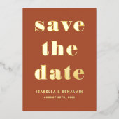 Elegant Terracotta Gold Wedding Save the Date Card Folieneinladung (Vorderseite)
