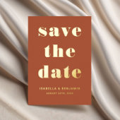 Elegant Terracotta Gold Wedding Save the Date Card Folieneinladung