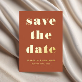 Elegant Terracotta Gold Wedding Save the Date Card Folieneinladung