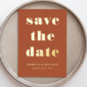 Elegant Terracotta Gold Wedding Save the Date Card Folieneinladung
