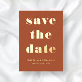 Elegant Terracotta Gold Wedding Save the Date Card Folieneinladung