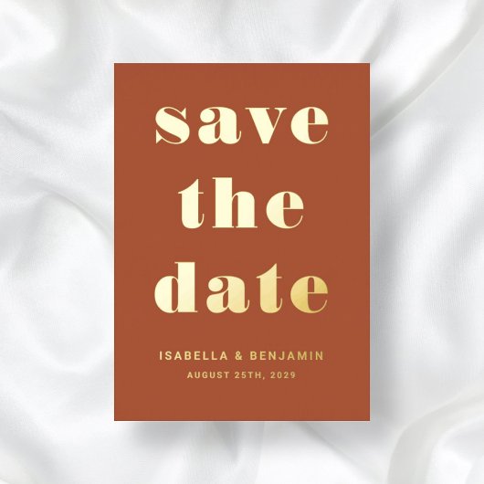 Elegant Terracotta Gold Wedding Save the Date Card Folieneinladung