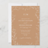 Elegant Terracotta Leaf Foto Monogram Wedding Einladung (Vorderseite)