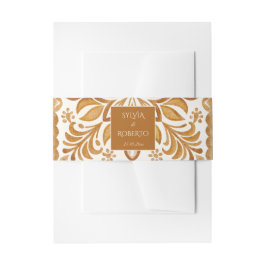 Elegant Terracotta Mexican Talavera Hochzeit Einladungsbanderole