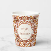 Elegant Terracotta Mexican Talavera Hochzeit Pappbecher (Rückseite)