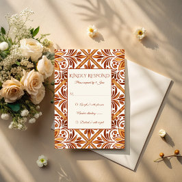 Elegant Terracotta Mexican Talavera Hochzeit RSVP Karte