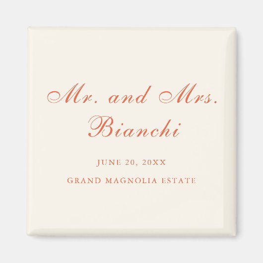 Elegant Terracotta Modern Classic Wedding Magnet (Vorne)
