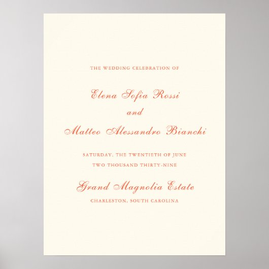 Elegant Terracotta Modern Classic Wedding Poster (Vorne)