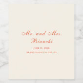 Elegant Terracotta Modern Classic Wedding Weinetikett (Einzelnes Label)