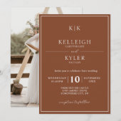 Elegant Terracotta Monogram Foto Wedding Einladung (Vorne/Hinten)