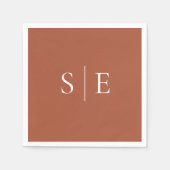 Elegant Terracotta Monogram Minimalistisch Serviette (Vorderseite)