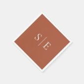 Elegant Terracotta Monogram Minimalistisch Serviette (Ecke)