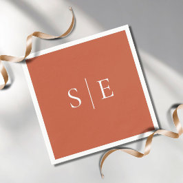 Elegant Terracotta Monogram Minimalistisch Serviette