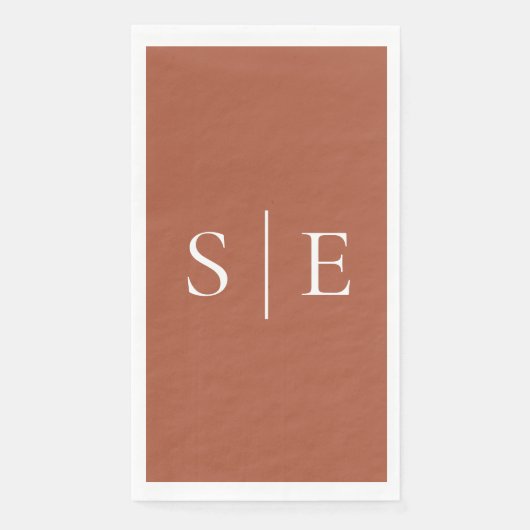 Elegant Terracotta Monogram Minimalistisch Serviette (Vorderseite)