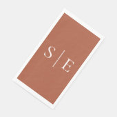 Elegant Terracotta Monogram Minimalistisch Serviette (Ecke)
